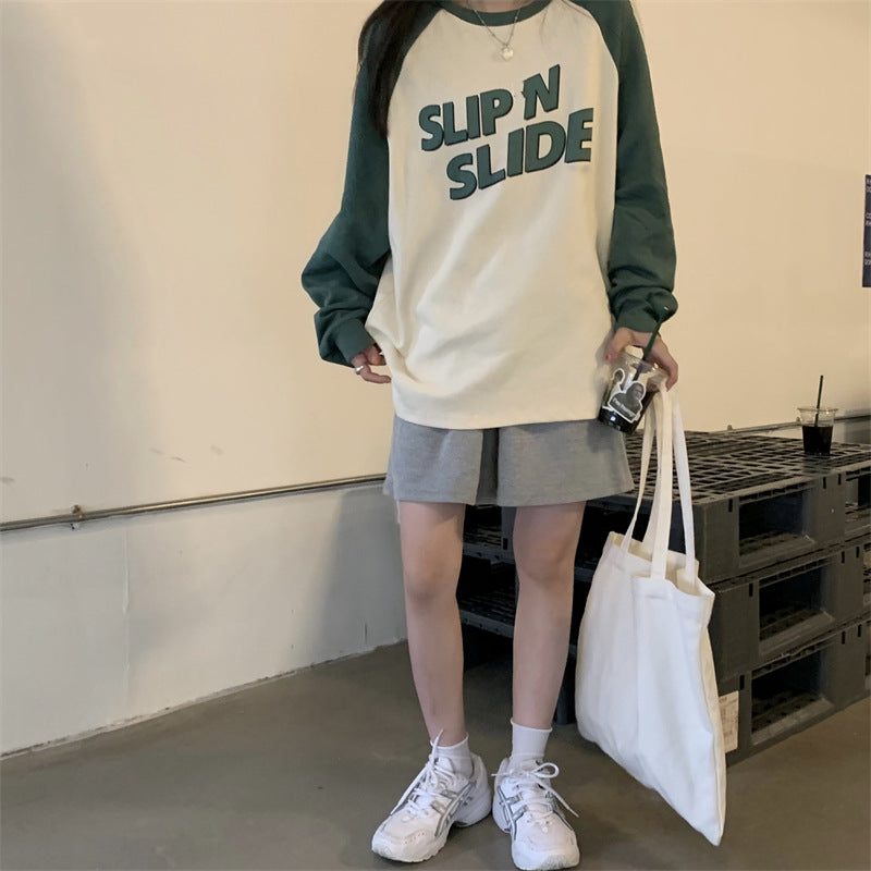 Femme Grafik Raglan Ärmel T-Shirt Heidi-Mode