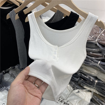 Femme Soft Ribbed Button-Down Tanktop Heidi-Mode