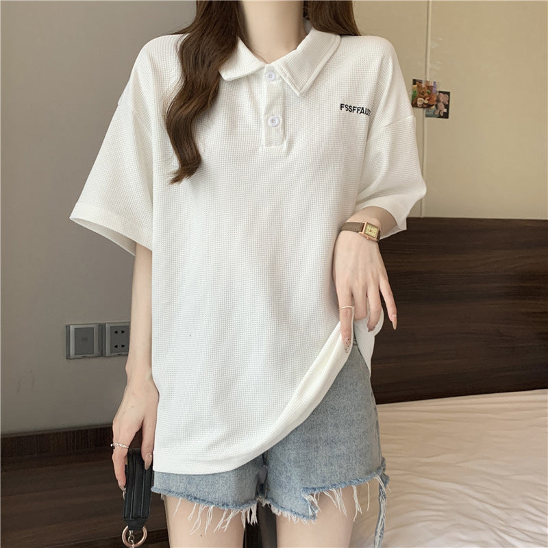 Femme Relaxed Fit Polo Tee mit strukturiertem Stoff Heidi-Mode