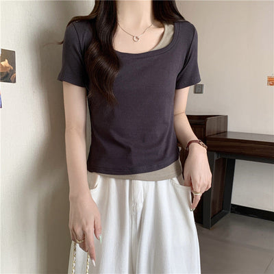 Femme Geschichtete Rundhals T-Shirt Heidi-Mode