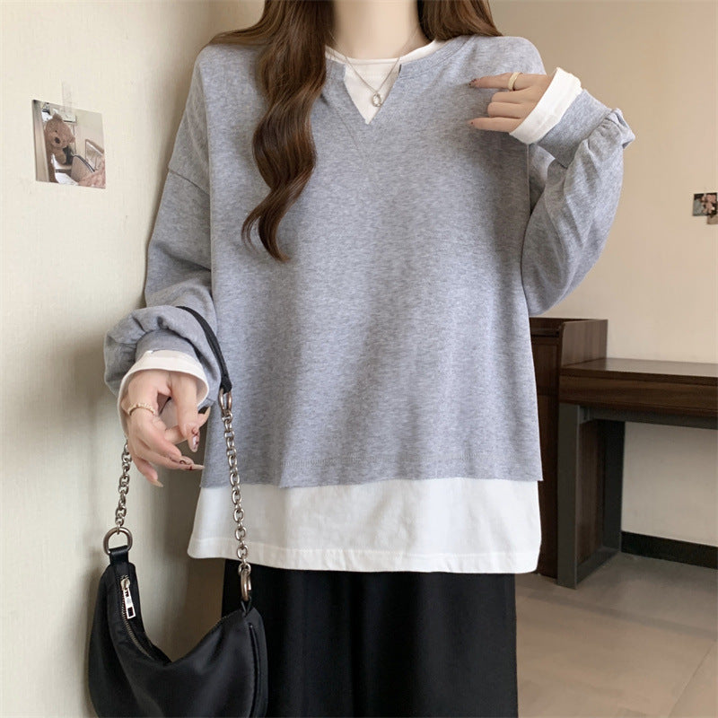 Femme Layered V-Ausschnitt Sweatshirt mit strukturierten Ärmeln Heidi-Mode