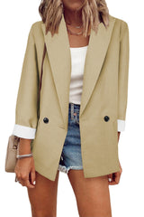 Damen nan legerer Oversize Blazer mit dreiviertelärmeln und kontrastmanschetten Drune in Apricot