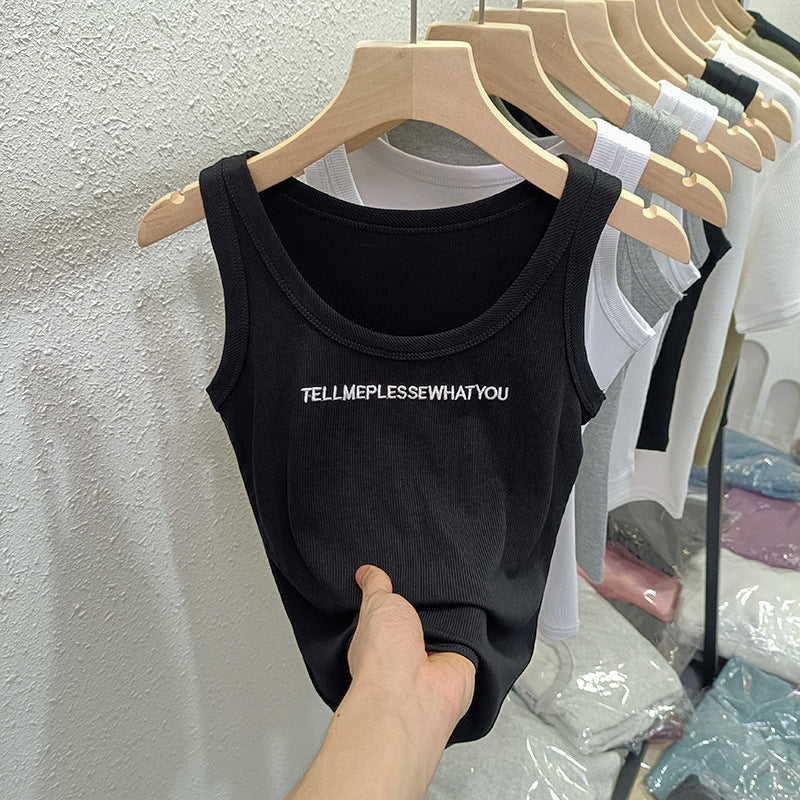 Femme Ripptext-Grafik-Ärmelloses Top Heidi-Mode