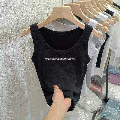 Femme Ripptext-Grafik-Ärmelloses Top Heidi-Mode