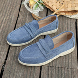 Damen nan elegante Wildlederoptik-Loafer mit gepolstertem Komfortfußbett Drune in Blau