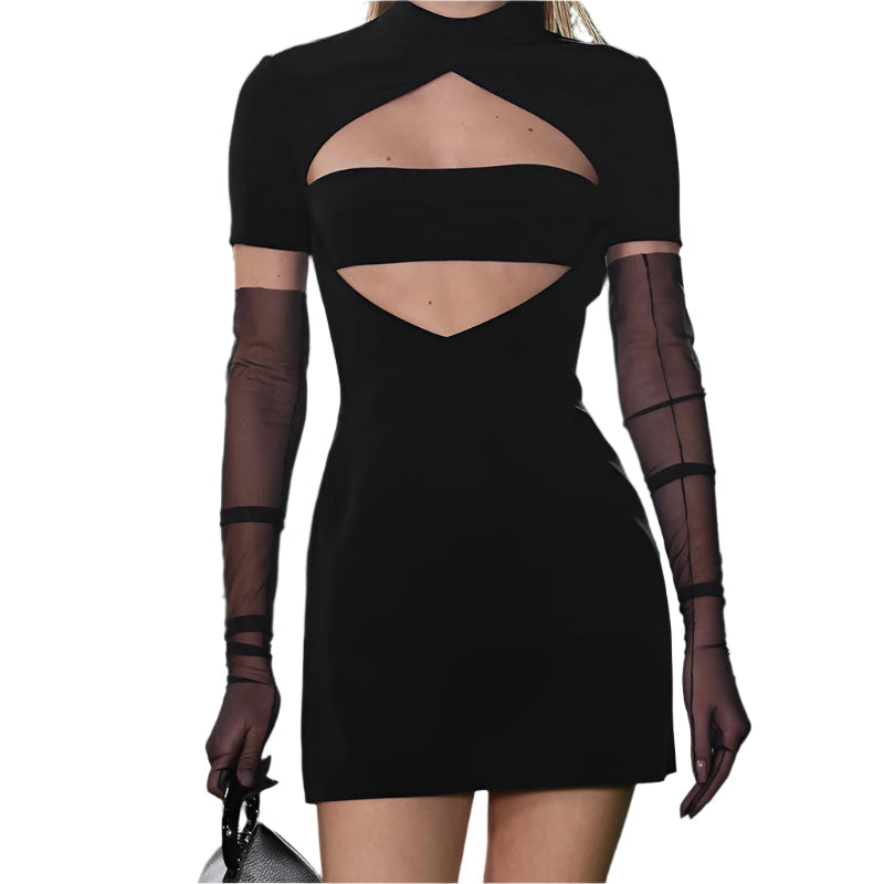 Esme - Ausgeschnittenes Minikleid mit modernem Stehkragen