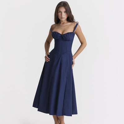 Elegantes Korsett-Midikleid | Feminine Raffinesse | Hoher Beinschlitz
