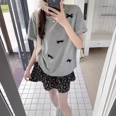 Femme Relaxed Fit Schleifen-Detail Grafik-Top Heidi-Mode