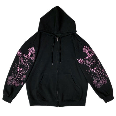 Femme Grafik Zip-Up Hoodie mit kräftigem künstlerischen Druck Heidi-Mode
