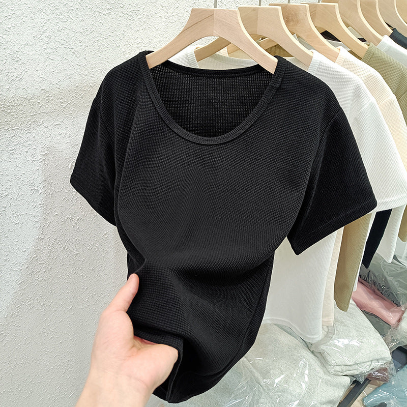 Femme Leichtgewicht Texturiertes Kurzarmoberteil Heidi-Mode