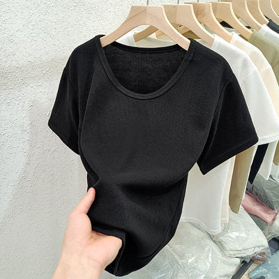 Femme Leichtgewicht Texturiertes Kurzarmoberteil Heidi-Mode