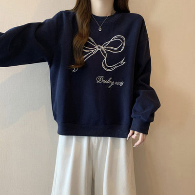 Damen Oversized Bestickter Sweatshirt Heidi-Mode