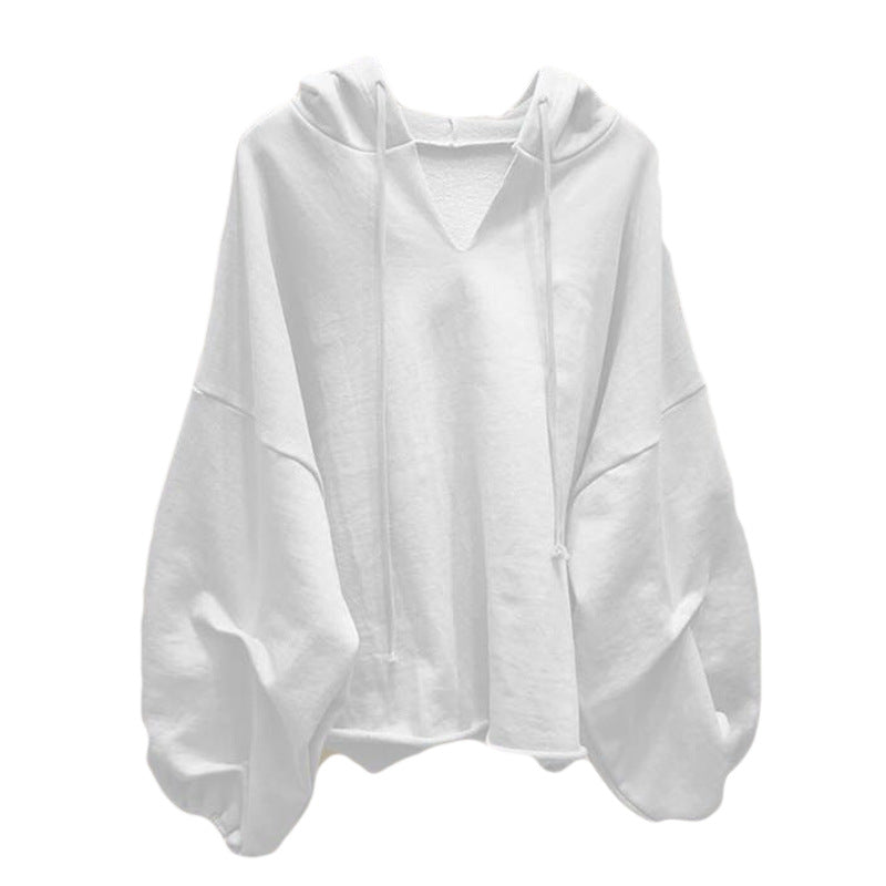 Femme Übergroße V-Ausschnitt Pullover Hoodie mit weiten Ärmeln Heidi-Mode