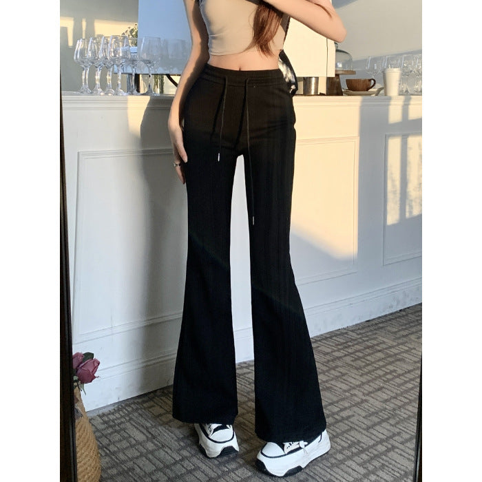 Damen High-Rise Flared Lounge-Hose mit verstellbarem Kordelzug Heidi-Mode