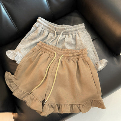 Damen Rüschensaum Freizeit Lounge Shorts Heidi-Mode