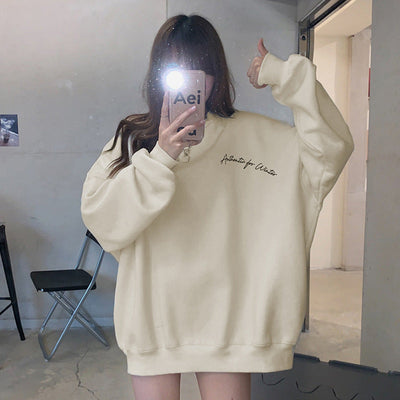 Femme Oversized Rundhals Sweatshirt mit Bestickung Heidi-Mode