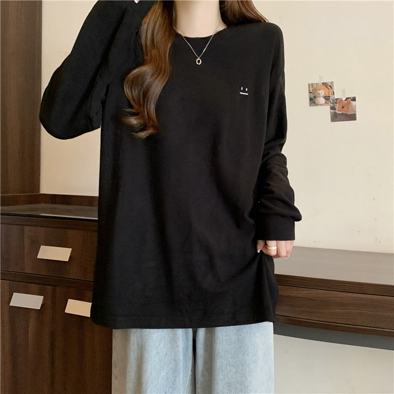 Damen Relaxed Fit Langarmshirt mit minimalistischem Grafik Heidi-Mode