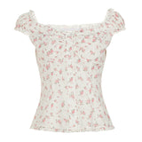 Damen Blusenshirt mit floralem Design und Rüschendetails Drune in Weiß