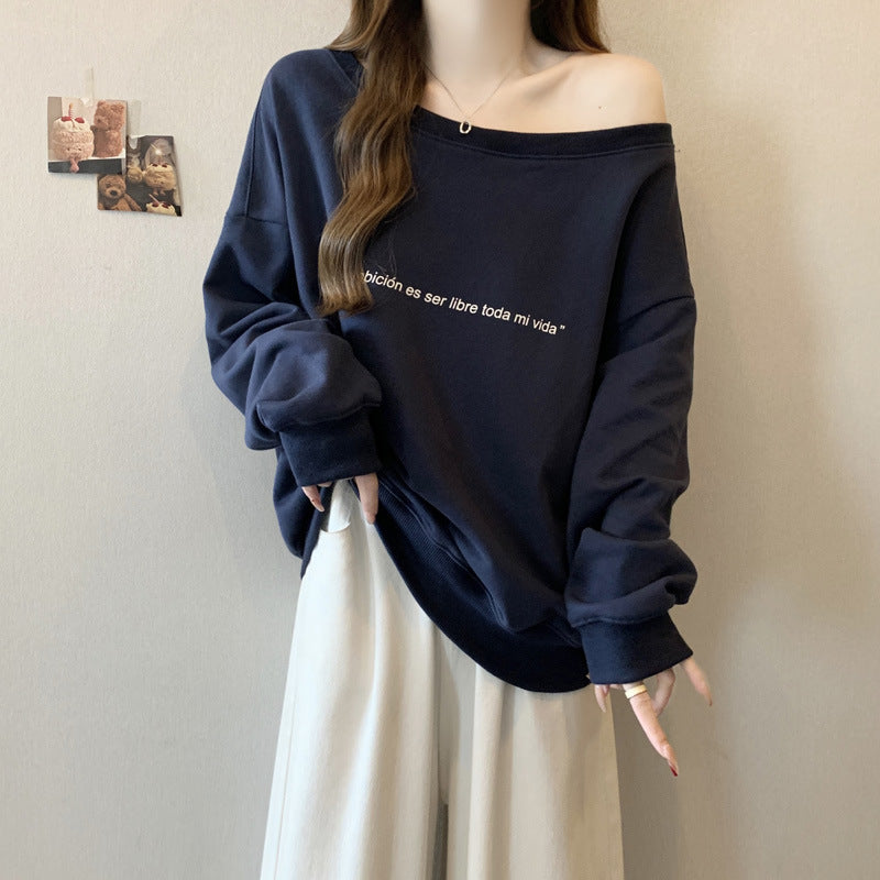 Femme Off-Shoulder Grafik Sweatshirt Heidi-Mode