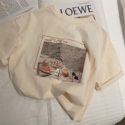 Femme Graphic Tee mit Relaxed Fit Design Heidi-Mode