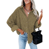 Damen nan oversized Cordhemd mit Brusttasche, Hemdkragen und aufgerollten Ärmeln Drune in Hellbraun
