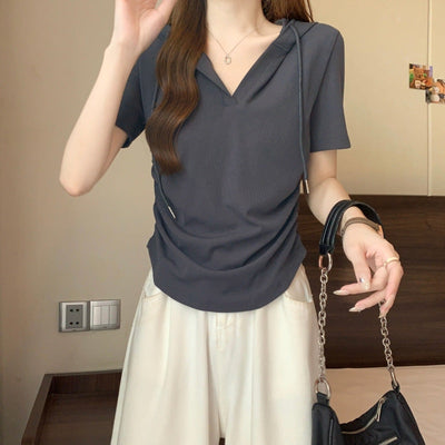 Femme Kurzarm Polo Hoodie Heidi-Mode