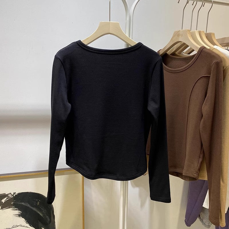 Femme Langarm-Fit Top mit stilvollen Daumenlöchern Heidi-Mode