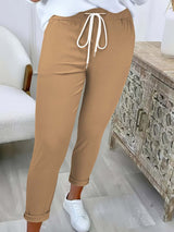 Damen nan taillierte Freizeithose mit Kordelzug und Umschlagbündchen Drune in Khaki