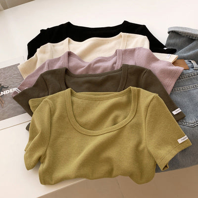 Femme Ripp-Strick Stretch Kurzarmtop Heidi-Mode