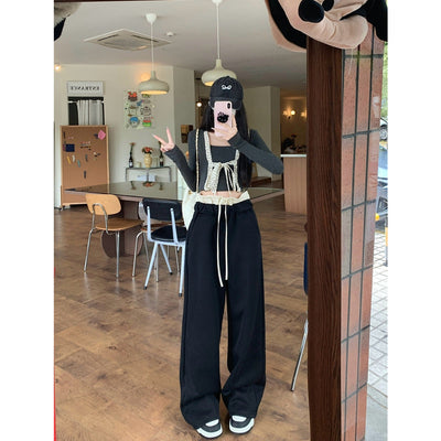 Frauen Entspannte Weite-Bein Lounge-Hosen Heidi-Mode