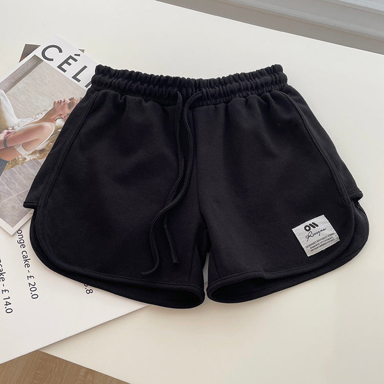 Femme Hochtaillierte Relaxed Fit Sport Shorts mit Kordelzug Heidi-Mode