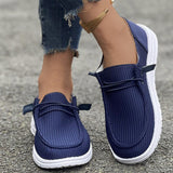 Damen nan lässige Slip-On Sneaker-Halbschuhe mit geripptem Textilobermaterial und elastischer Schnürung Drune in Blau