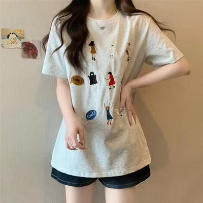 Femme Grafikdruck Lockeres T-Shirt Heidi-Mode