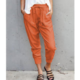 Damen nan lässige tapered Leinenhose mit elastischem Bund und Bündchen Drune in Orange