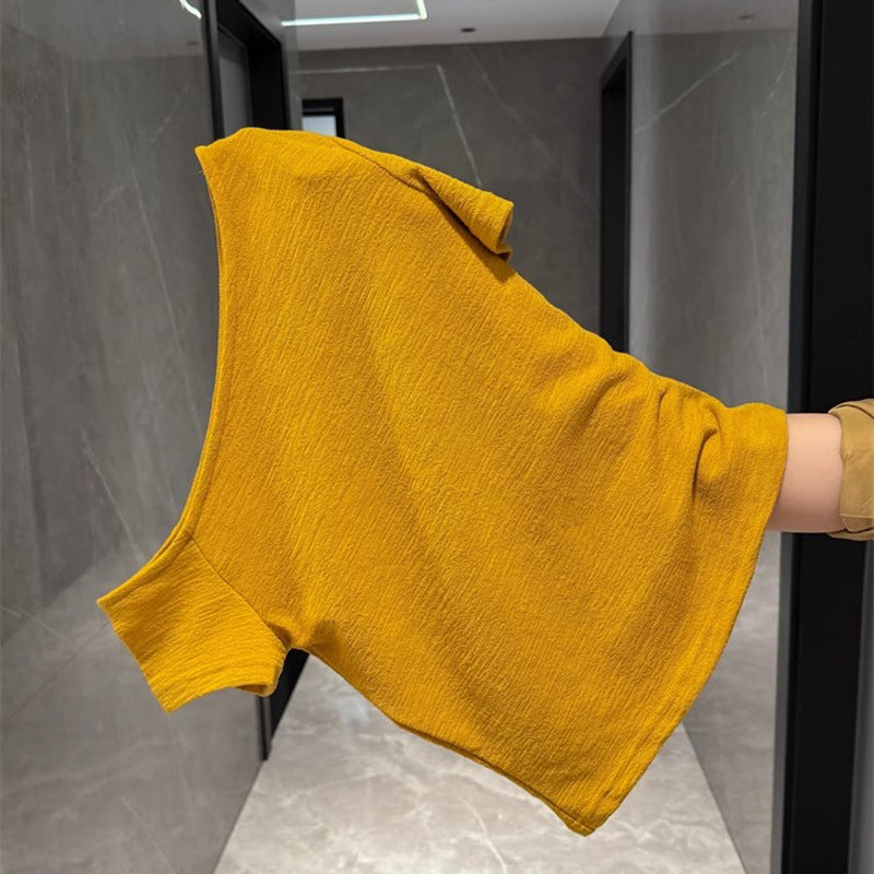 Femme Off-Shoulder Strukturiertes Crop Top Heidi-Mode