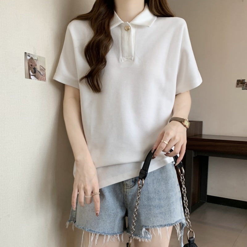 Femme Kurzarm-Polohemd mit elegantem Knopfdetails Heidi-Mode