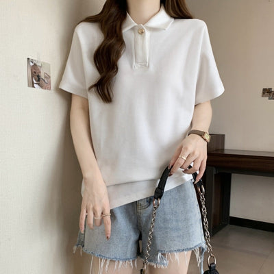 Femme Kurzarm-Polohemd mit elegantem Knopfdetails Heidi-Mode