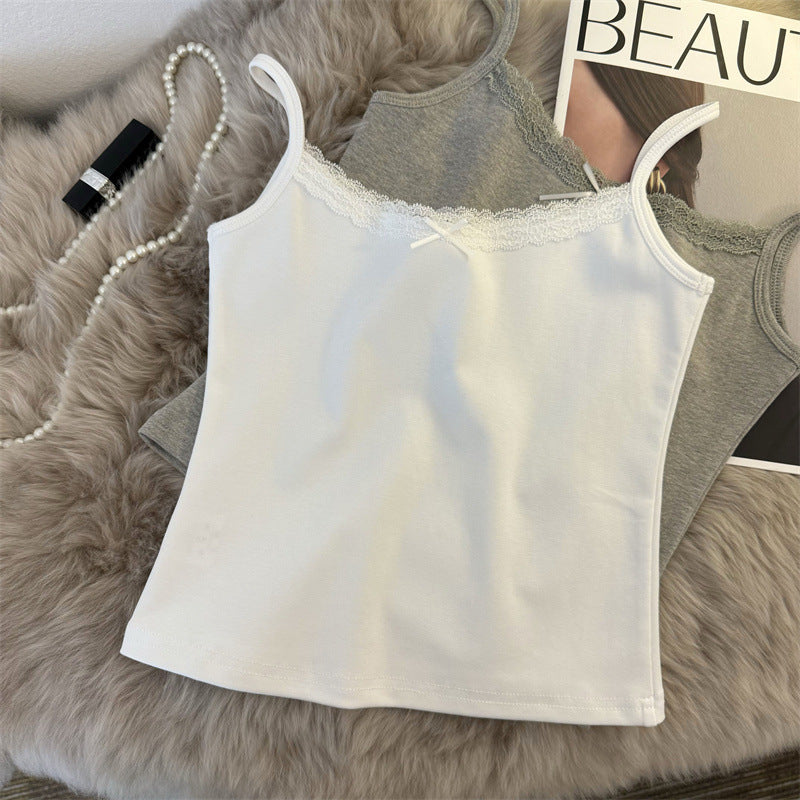 Femme Spaghettiträger-Camisole mit Spitzenbesatz Heidi-Mode