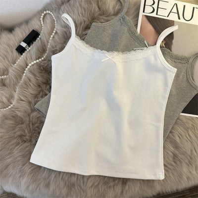Femme Spaghettiträger-Camisole mit Spitzenbesatz Heidi-Mode