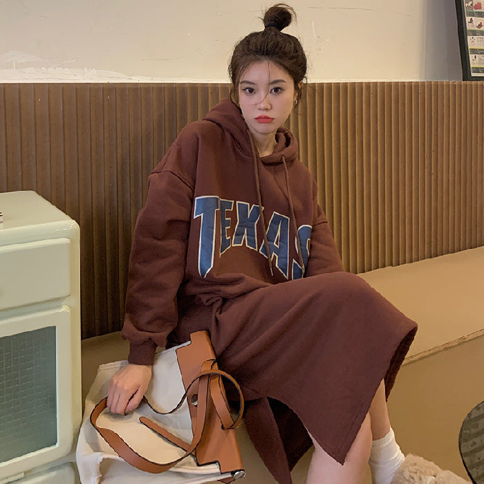 Femme Grafik Übergroße Hoodie Kleid Heidi-Mode