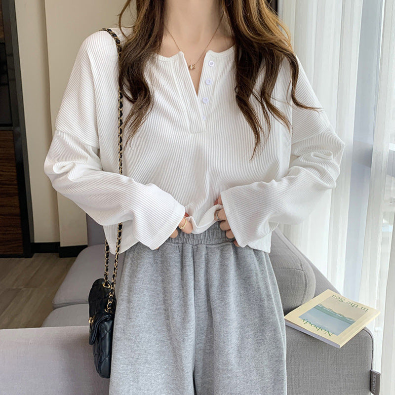 Femme Ripp-Button-Up Langarm-Top Heidi-Mode