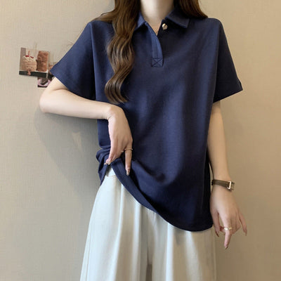 Femme Polo Stil Lockere Passform Top Heidi-Mode