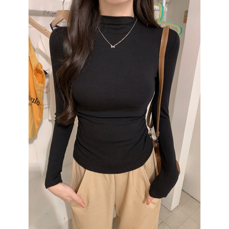 Femme Langarm Mock-Neck Ripp-Top Heidi-Mode