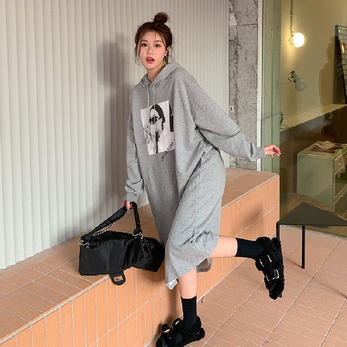 Femme Oversized Grafik Hoodie Kleid Heidi-Mode 1747901325