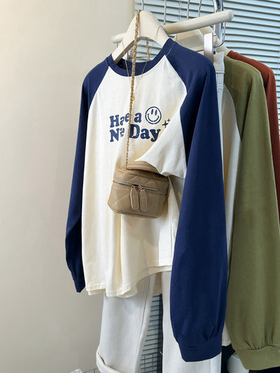 Femme Langarm-Graphic-Tee mit Smile-Design Heidi-Mode