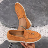Damen nan bequeme Slip-On Loafer mit dekorativem Quastenbesatz und ergonomischer Gummisohle Drune in Orange-Gelb