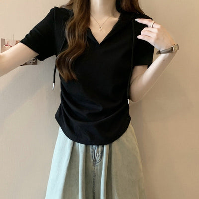 Femme Kurzarm Polo Hoodie Heidi-Mode