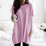 Damen nan oversized Longshirt mit Kontrastblock und aufgesetzten Taschen Drune in Rosa