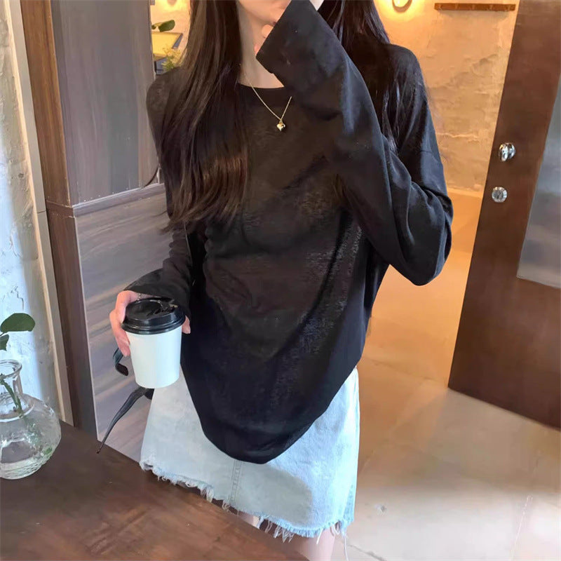 Femme Leichtgewicht Langarm Entspanntes Passform Top Heidi-Mode