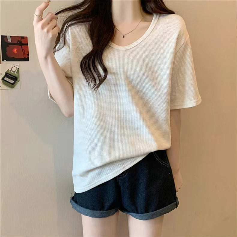 Damen Relaxed Fit Waffle Knit T-Shirt Heidi-Mode